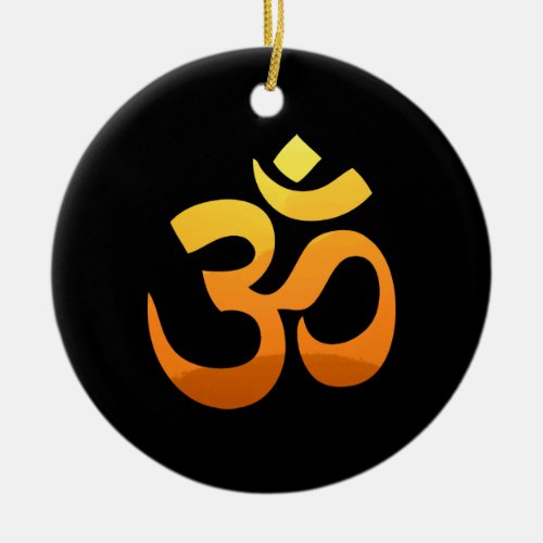 Om Mantra Symbol Gold Sun Double Sided Ceramic Ornament