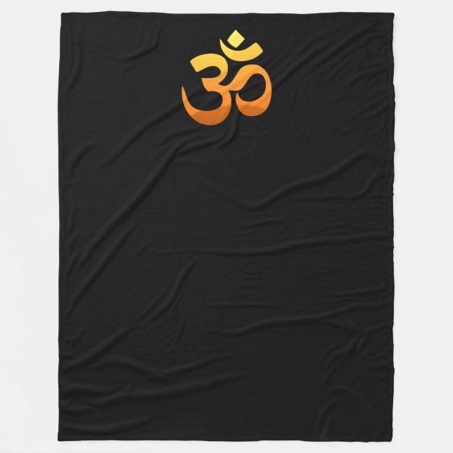 Om Mantra Symbol Gold Sun Meditation Yoga Fleece Blanket (Front)