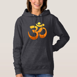 Om Mantra Symbol Gold Sun Yoga Womens Dark Grey Hoodie