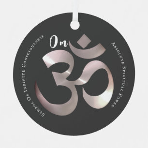 Om Mantra Symbol Positive Quote Gray Personalised Metal Ornament