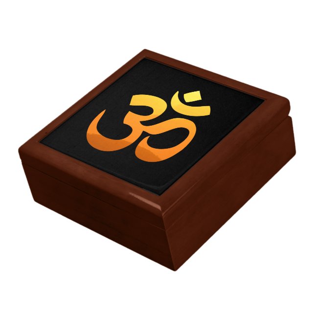 Om Mantra Symbol Yoga Asana Relax Fitness Gold Sun Gift Box (Side)