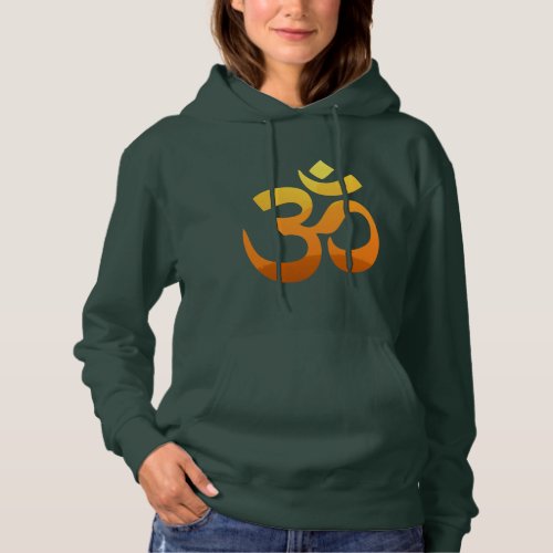 Om Mantra Symbol Yoga Gold Sun Womens Deep Forest Hoodie