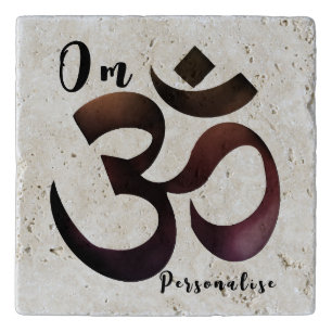 Om Mantra Symbolism Personalised Rustic Stone Trivet