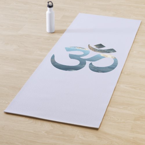 Om Mantra Yoga Mat Water Ocean Meditation Blue