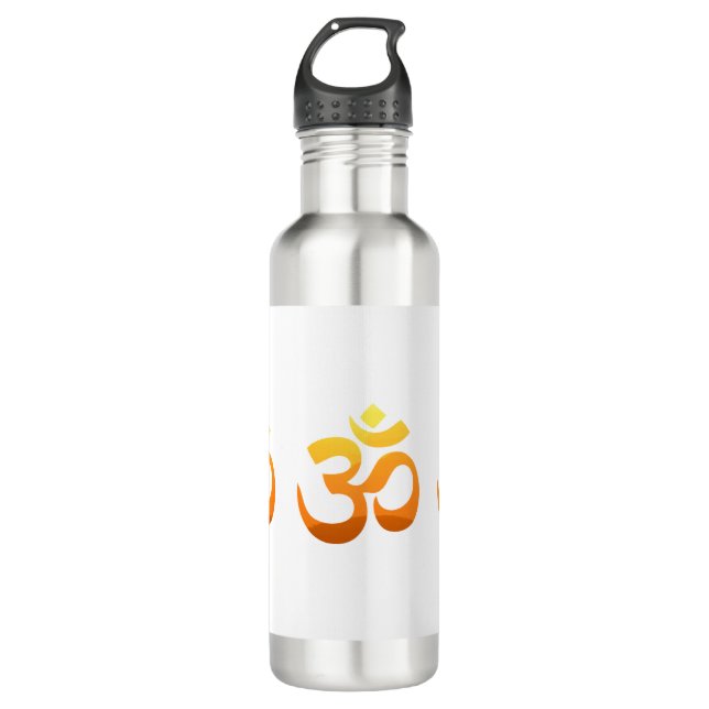 Om Mantra Yoga Symbol Gold Sun Relax Fitness Stainless Steel Water Bottle (Front)