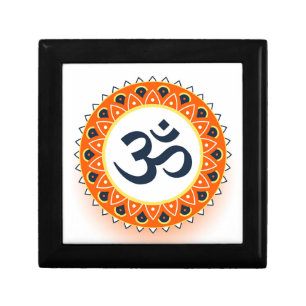 Om Mantra Yoga Wooden Jewelry Keepsake Box