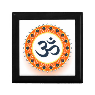 Om Mantra Yoga Wooden Jewelry Keepsake Box