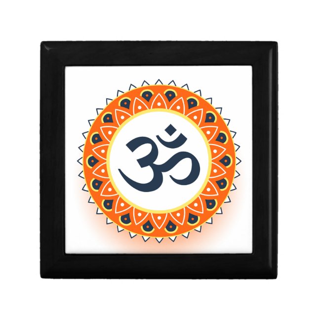Om Mantra Yoga Wooden Jewelry Keepsake Box (Front)