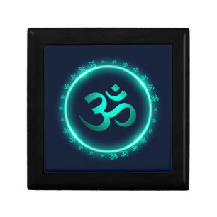 Om Mantra Yoga Wooden Jewelry Keepsake Box