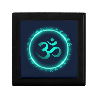 Om Mantra Yoga Wooden Jewelry Keepsake Box
