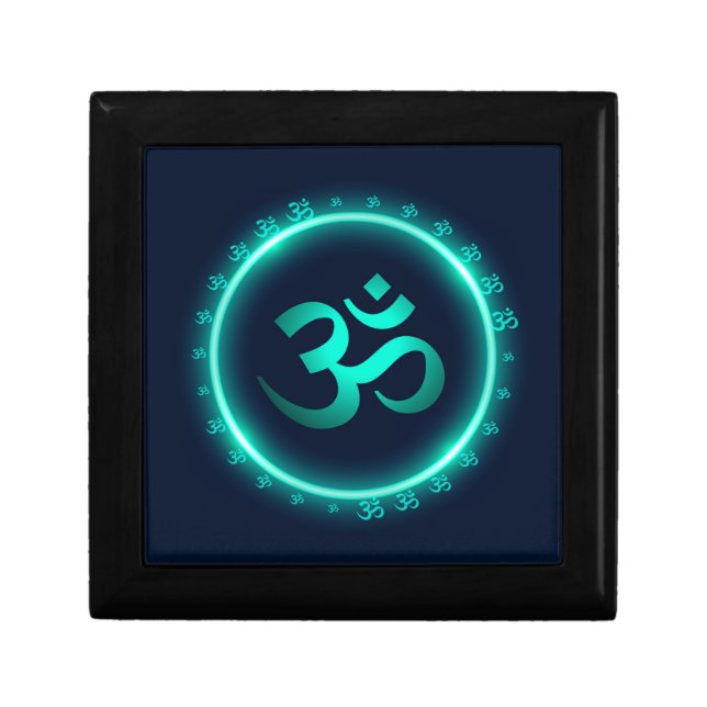 Om Mantra Yoga Wooden Jewelry Keepsake Box (Front)