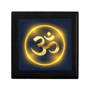 Om Mantra Yoga Wooden Jewelry Keepsake Box
