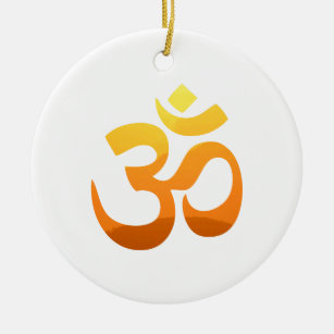 Om Mantra Zen Yoga Symbol Gold Sun Asana Relax Ceramic Ornament