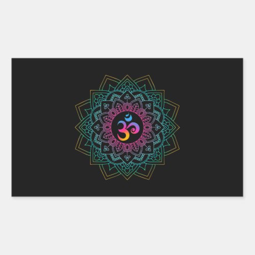 Om Meditations Mandalas Yoga Rectangular Sticker