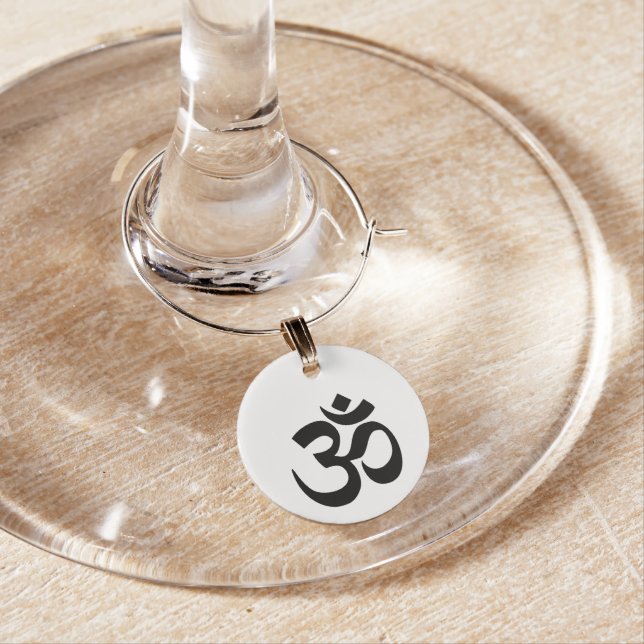 Om Namah Shivaya Aum Shanti Aum Om Symbol ॐ Peace Wine Charm (In Situ)