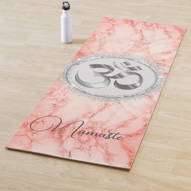 OM Namaste Pink Marble Yoga Mat (In Situ)