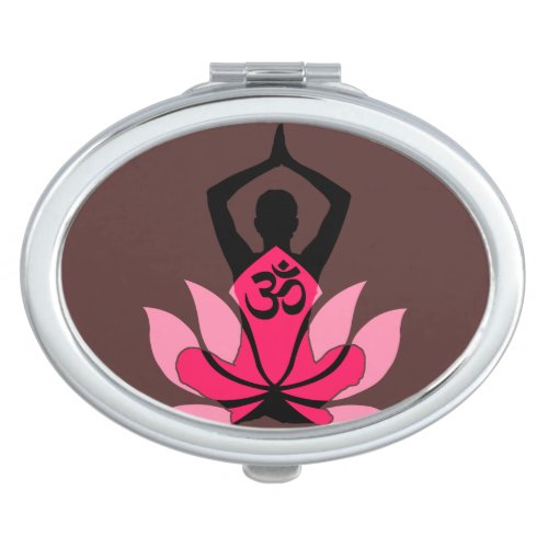 OM Namaste Spiritual Lotus Flower Yoga in Umber Mirror For Makeup