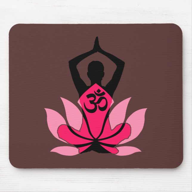 OM Namaste Spiritual Lotus Flower Yoga in Umber Mouse Pad (Front)