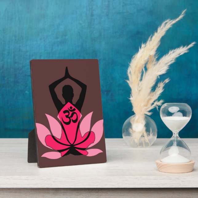 OM Namaste Spiritual Lotus Flower Yoga in Umber Plaque (Side)