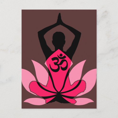 OM Namaste Spiritual Lotus Flower Yoga in Umber Postcard