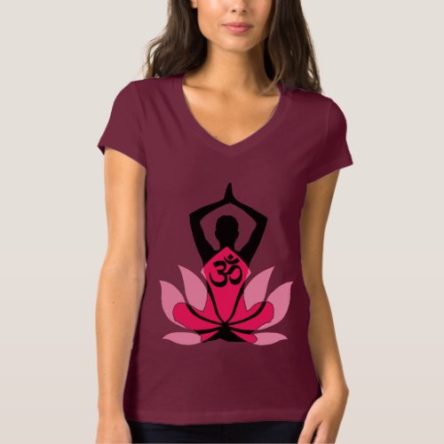 OM Namaste Spiritual Lotus Flower Yoga in Umber T_Shirt