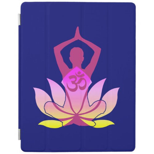 OM Namaste Spiritual Lotus Flower Yoga on Blue iPad Smart Cover