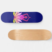 OM Namaste Spiritual Lotus Flower Yoga on Blue Skateboard Deck (Horz)