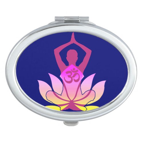 OM Namaste Spiritual Lotus Flower Yoga on Blue Vanity Mirror