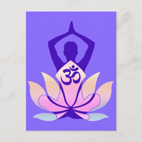 OM Namaste Spiritual Lotus Flower Yoga on Mauve Postcard