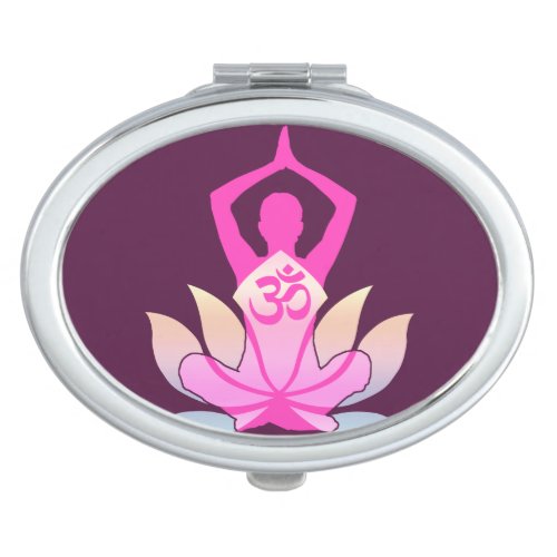 OM Namaste Spiritual Lotus Flower Yoga on Plum Mirror For Makeup