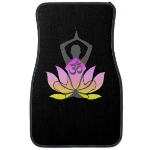 OM Namaste Spiritual Lotus Flower Yoga Pose Car Mat