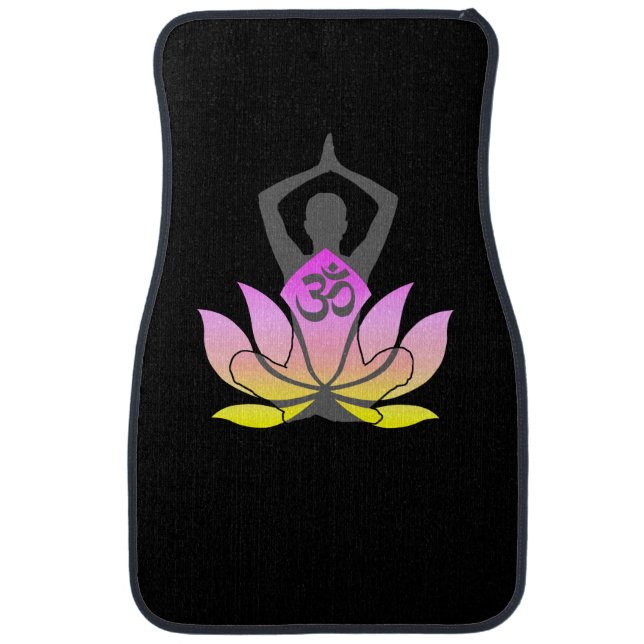 OM Namaste Spiritual Lotus Flower Yoga Pose Car Mat (Front)