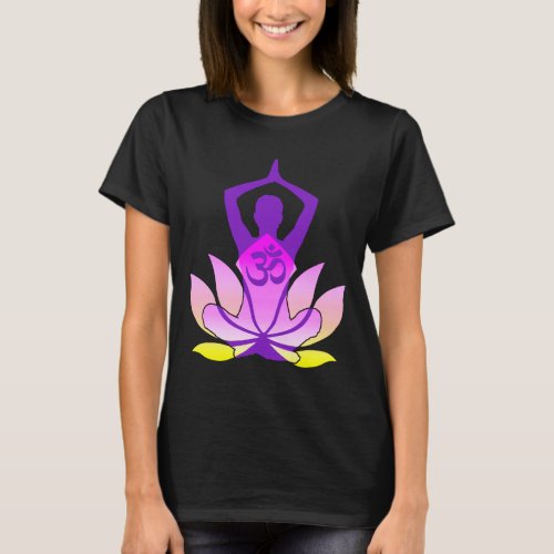 OM Namaste Spiritual Lotus Flower Yoga Pose Pastel T_Shirt