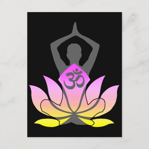 OM Namaste Spiritual Lotus Flower Yoga Pose Postcard