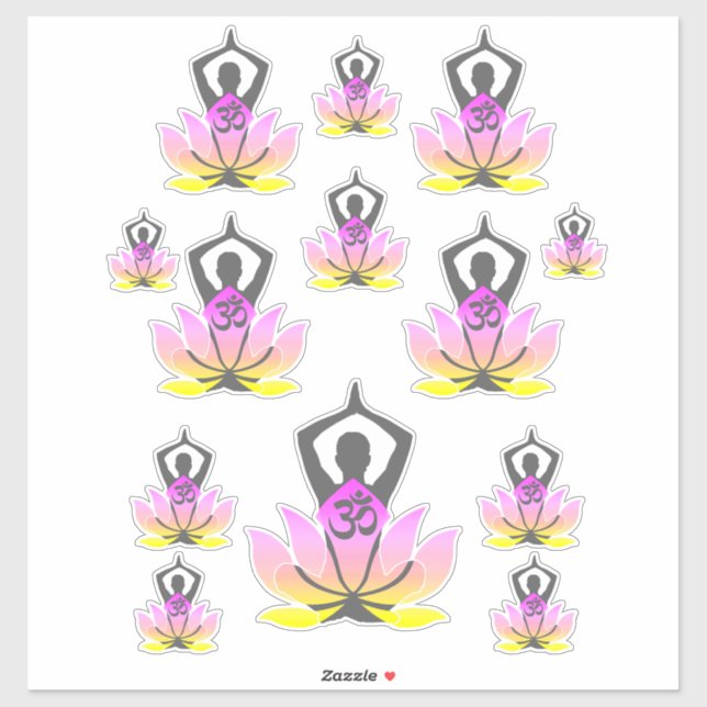 OM Namaste Spiritual Lotus Flower Yoga Pose Sticker (Sheet)