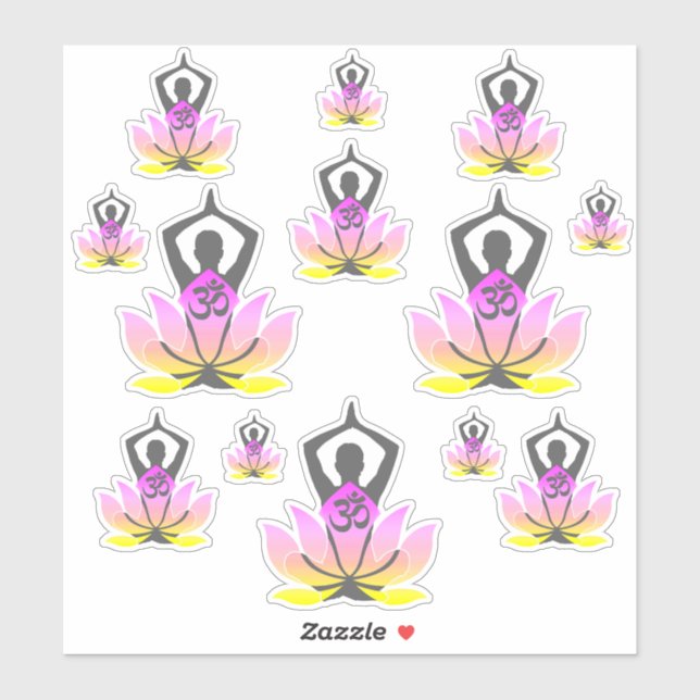 OM Namaste Spiritual Lotus Flower Yoga Pose Sticker (Sheet)