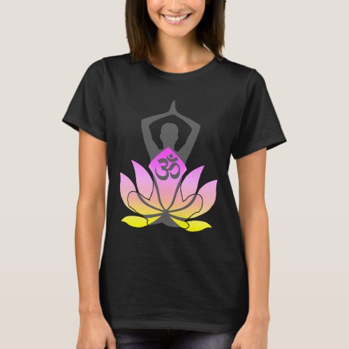 OM Namaste Spiritual Lotus Flower Yoga Pose T_Shirt