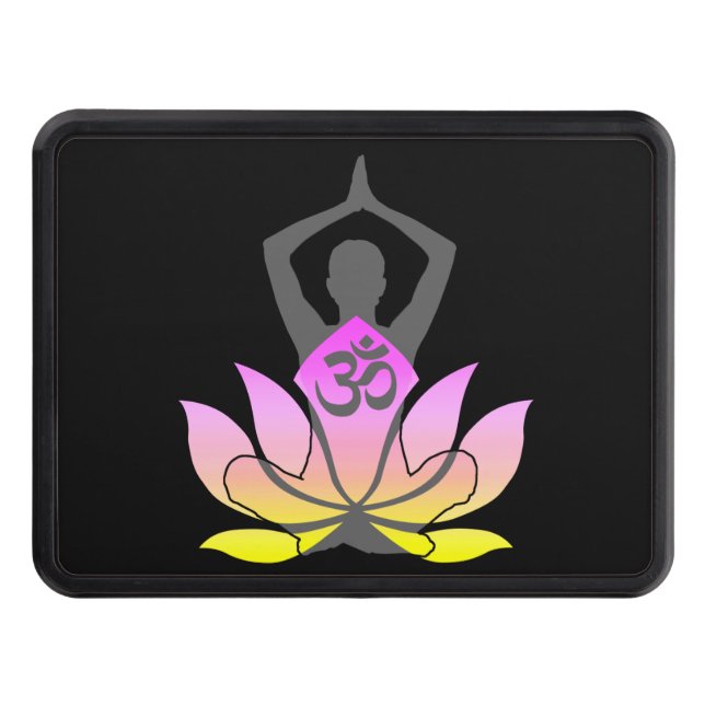 OM Namaste Spiritual Lotus Flower Yoga Pose Tow Hitch Cover (Front)