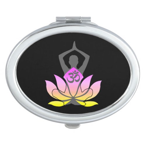 OM Namaste Spiritual Lotus Flower Yoga Pose Vanity Mirror