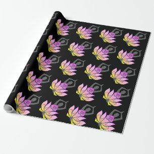 OM Namaste Spiritual Lotus Flower Yoga Pose Wrapping Paper
