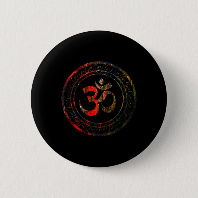 Om Ohm Aum Buddhism Symbol Yoga Sanskrit  Button (Front)