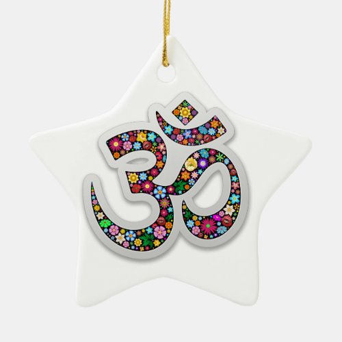 Om Ohm Aum Namaste Yoga Symbol Ceramic Ornament