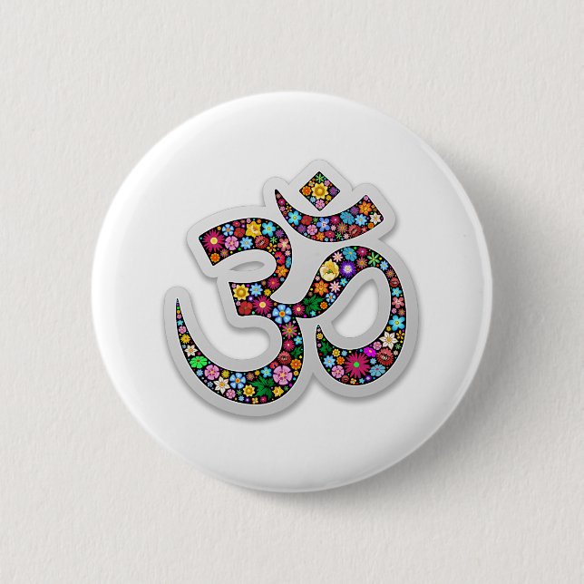 Om Ohm Aum Namaste Yoga Symbol Pinback Button (Front)