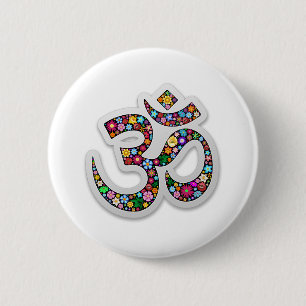 Om Ohm Aum Namaste Yoga Symbol Pinback Button