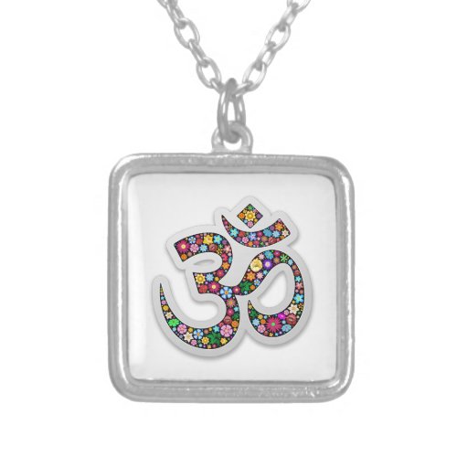 Om Ohm Aum Namaste Yoga Symbol Silver Plated Necklace