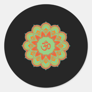 Om Ohm Aum Symbol Mandala Spiritual Yoga Gift  Classic Round Sticker