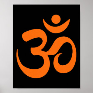Om Omkar Aum Symbol Orange Graphic Spiritual Yoga Poster