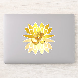 OM Omkara and Gold Colored Lotus Flower Sticker