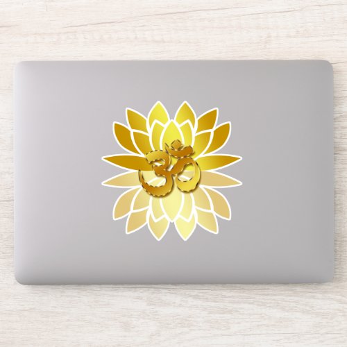 OM Omkara and Gold Colored Lotus Flower Sticker