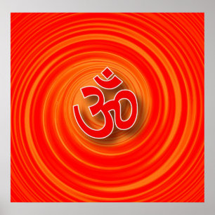 Om On Twirl Background Poster